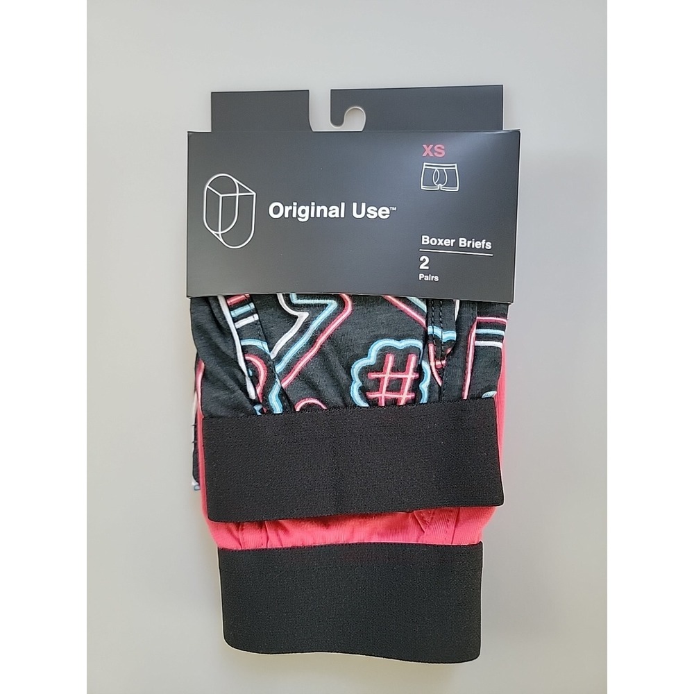Mens Boxer Briefs 2 Pack Neon Signs Pink Black XS‎
